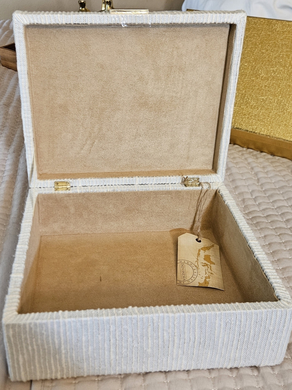 Cream Lined Decorative Storage Box - Home Accents